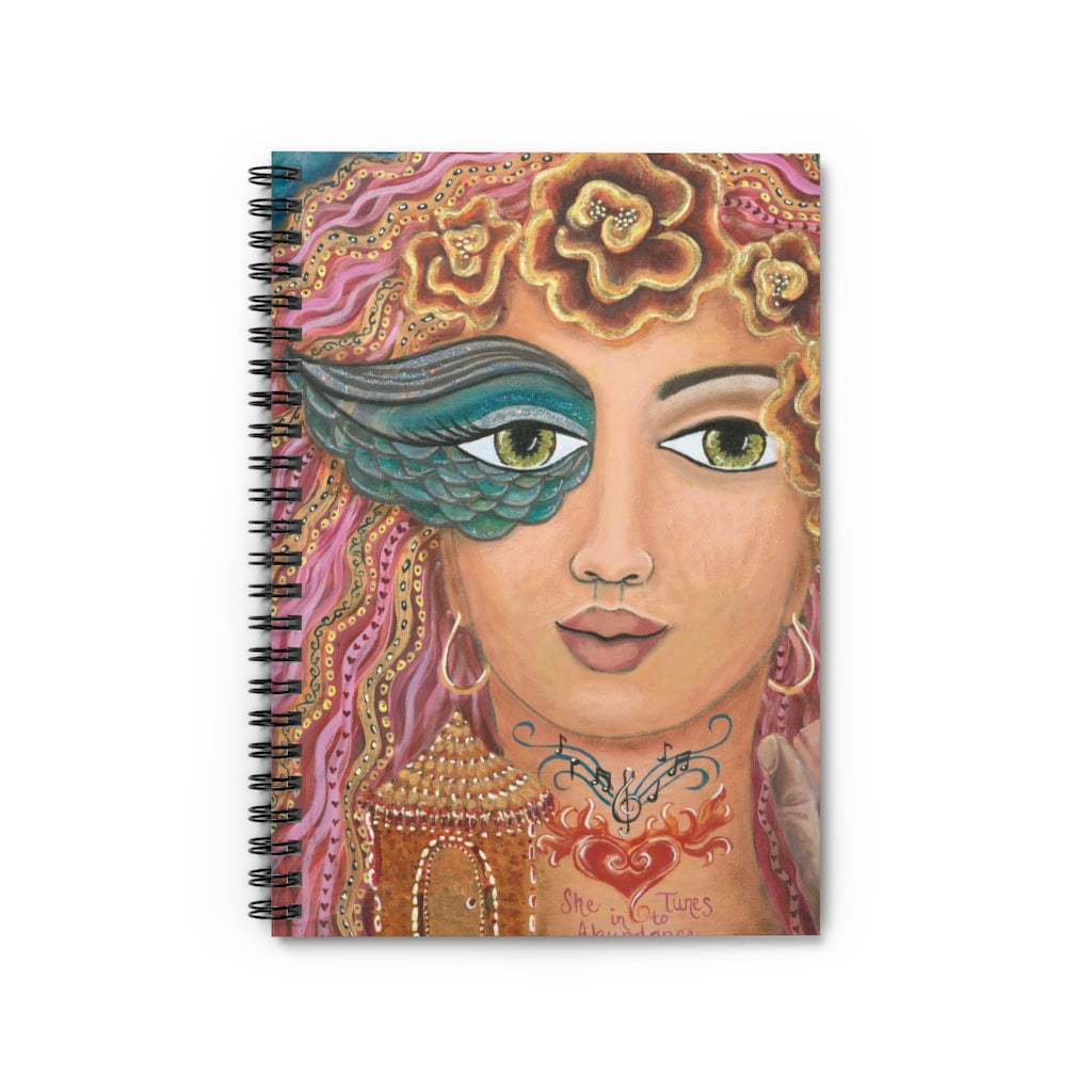She Tunes into Abundance - Spiral Notebook - Ruled Line