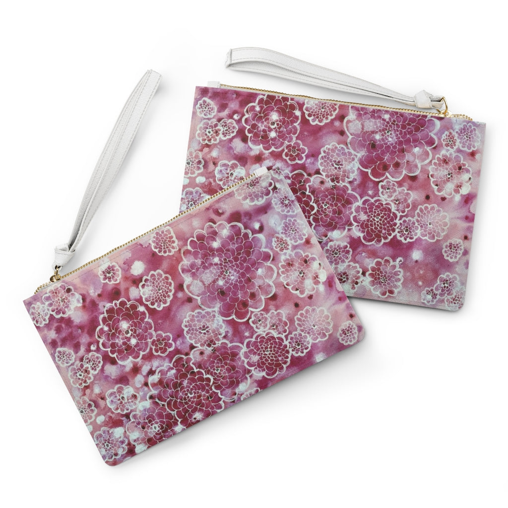 "Flower Power" - 9 Inch Pink Clutch Bag