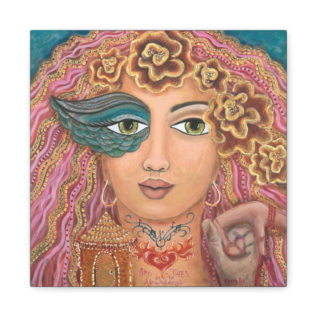 "She Tunes Into Abundance" Canvas Print 12x12 Inches (Australia)