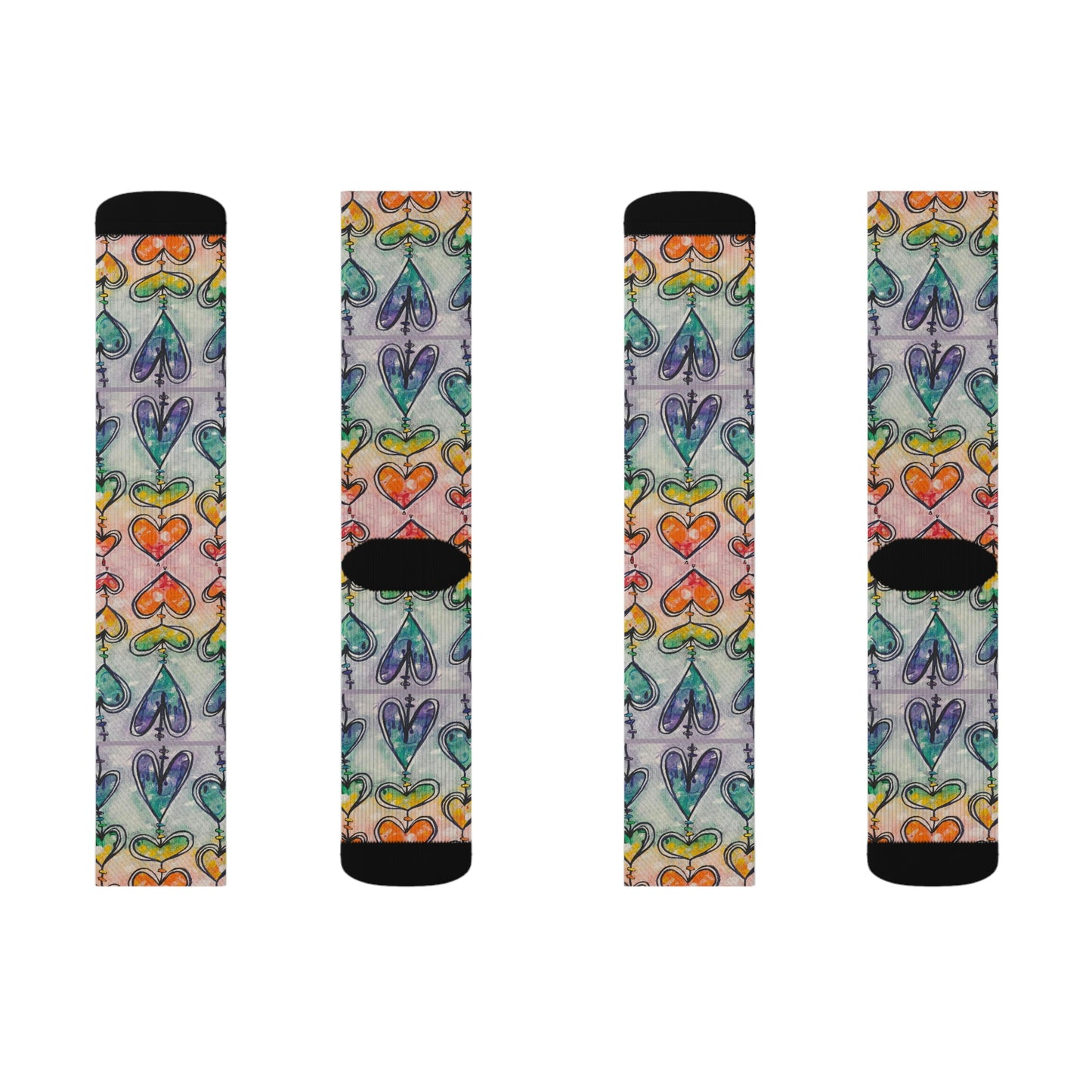 Rainbow Hearts Sublimation Socks