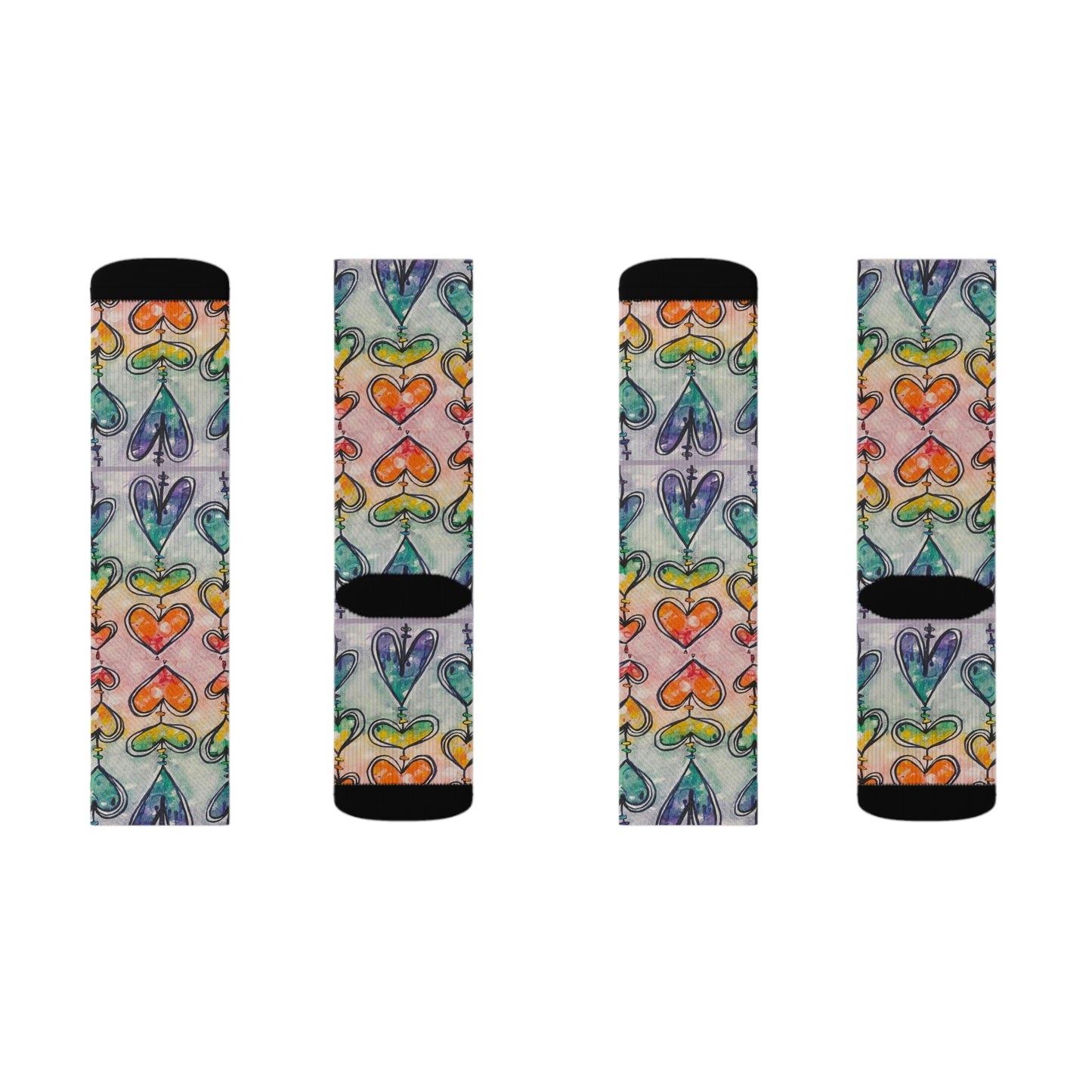Rainbow Hearts Sublimation Socks
