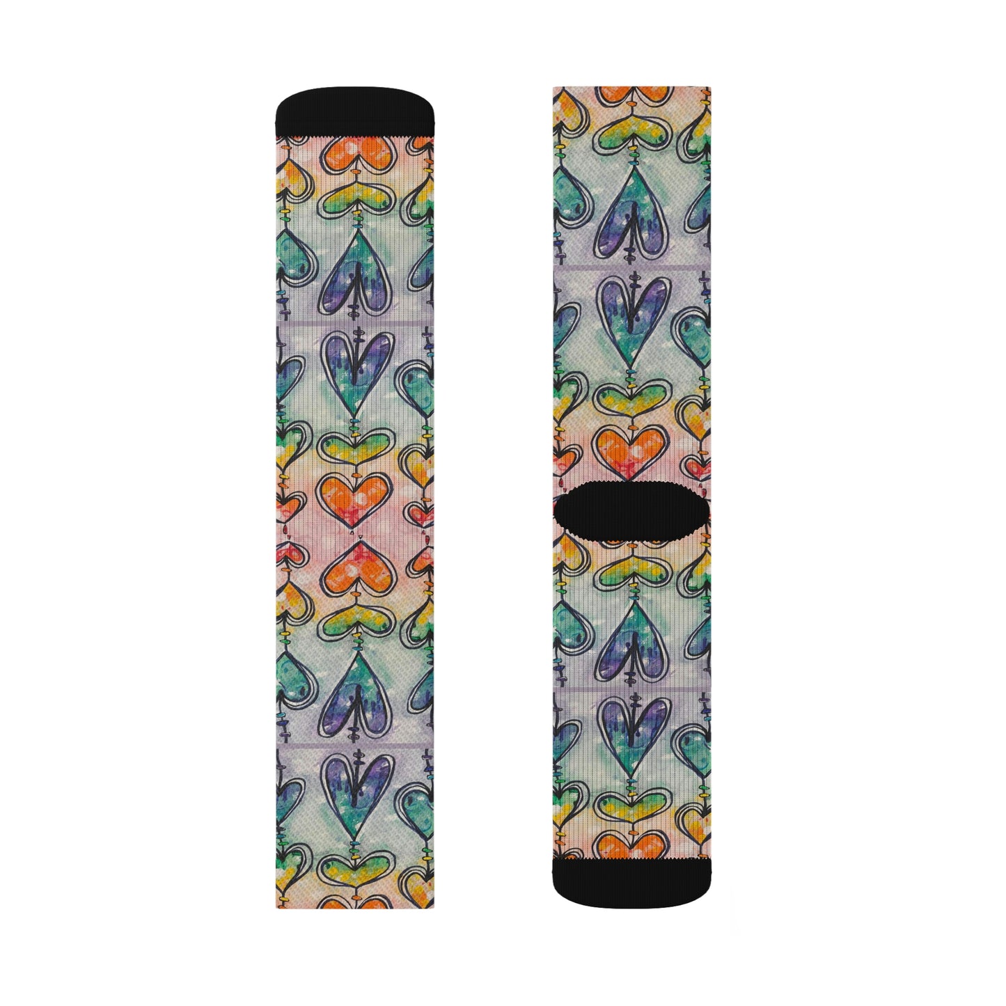 Rainbow Hearts Sublimation Socks