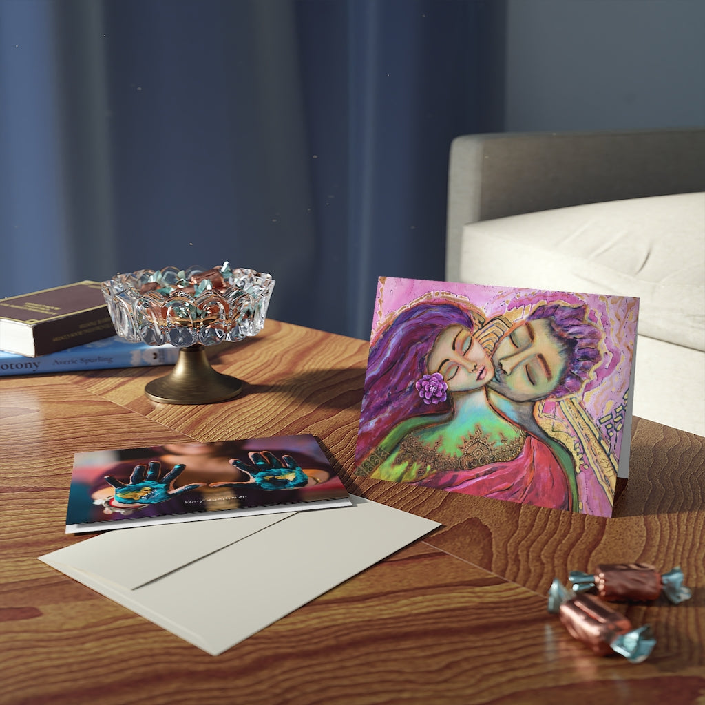 "Love in the Light of Gold" Blank Greeting Cards