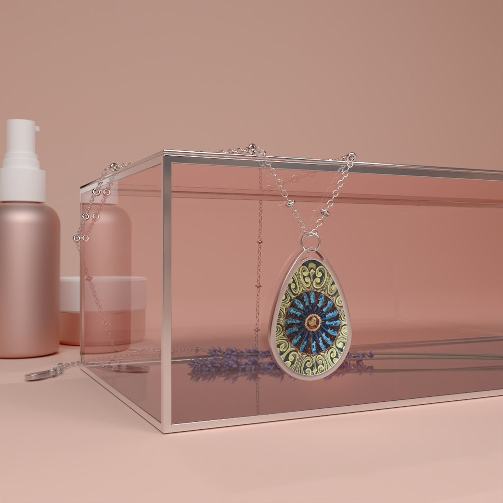 "I Love You Because Mandala" Teardrop Pendant Necklace