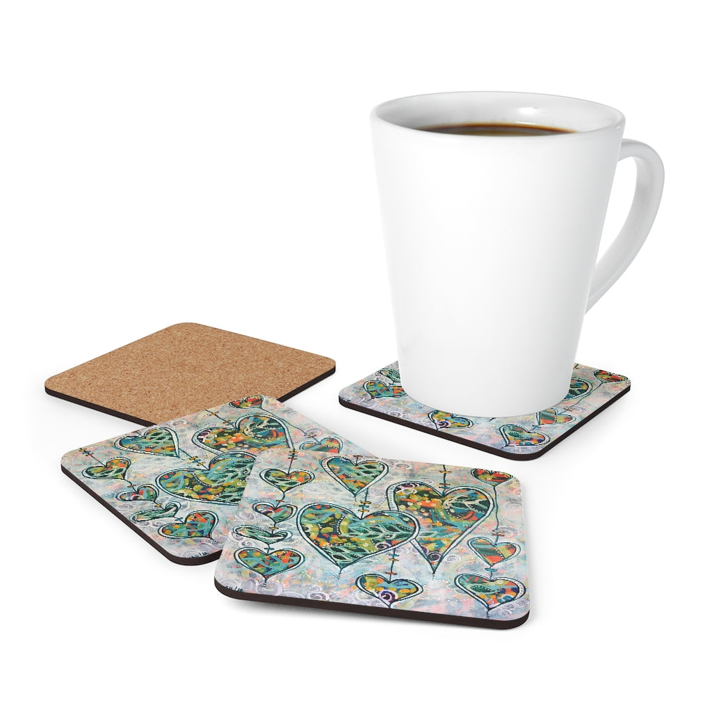 Botanical Hearts - Corkwood Coaster Set