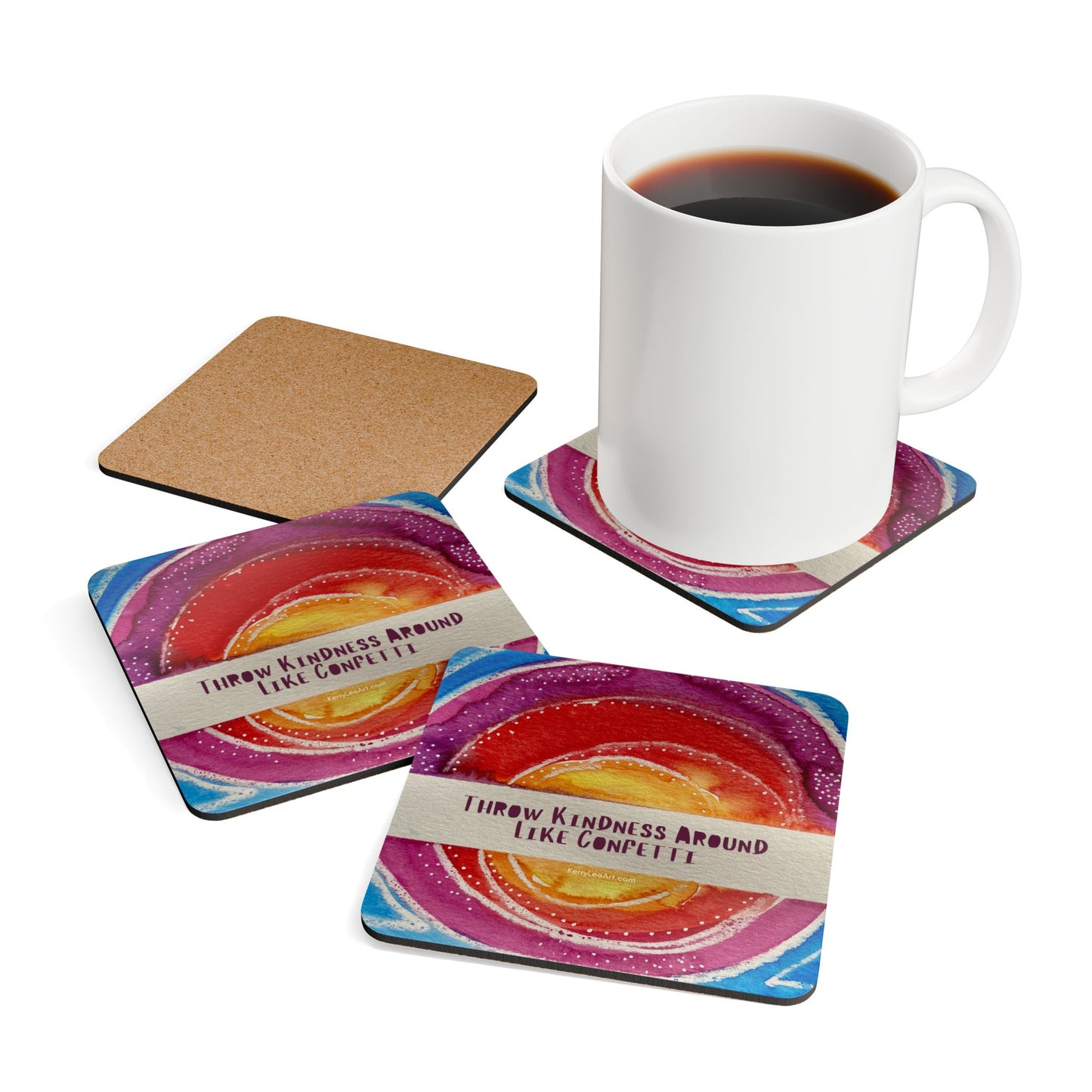 Kindess Corkwood Coaster Set: "Throw Kindness Around Like Confetti"