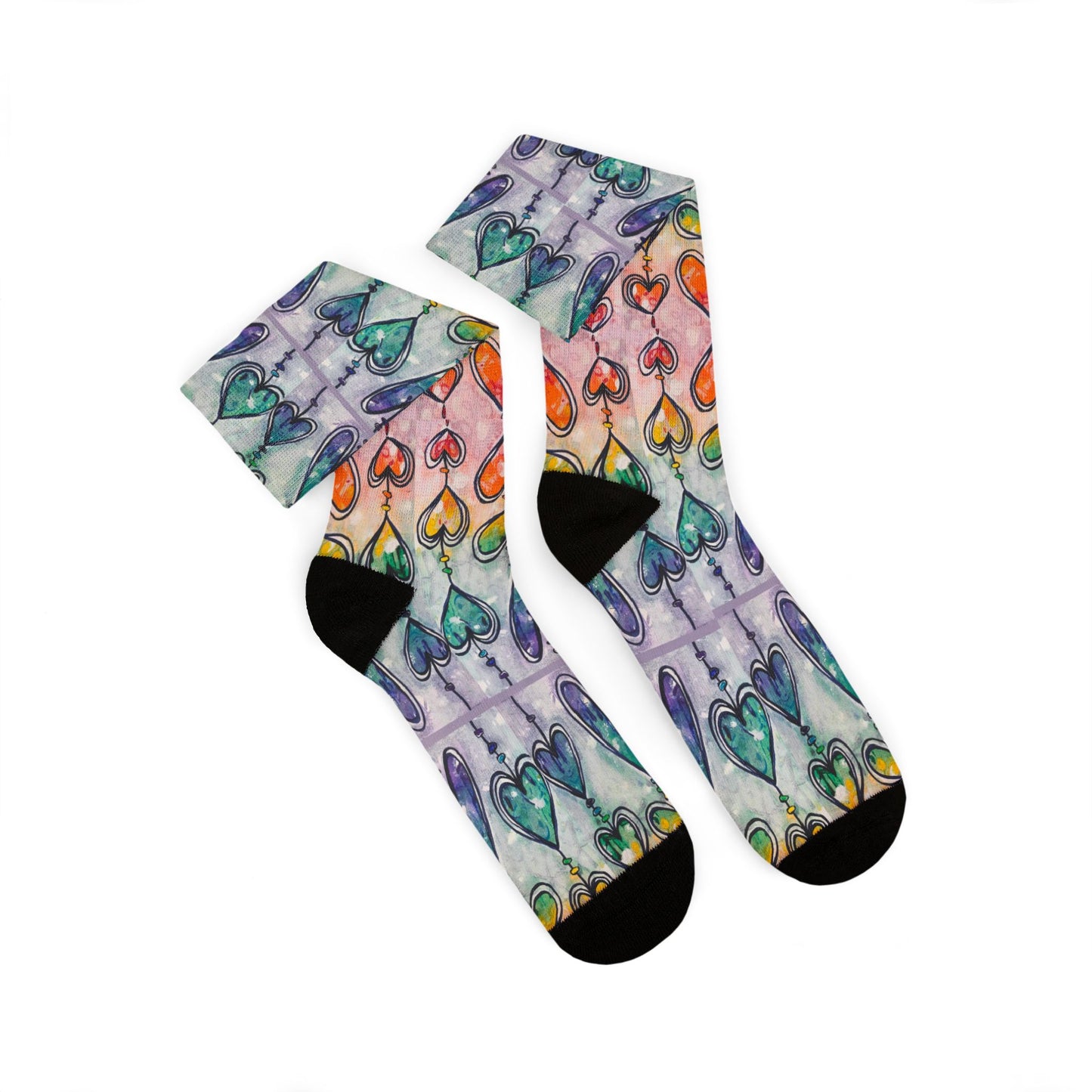 Rainbow Hearts Soft Unisex Socks