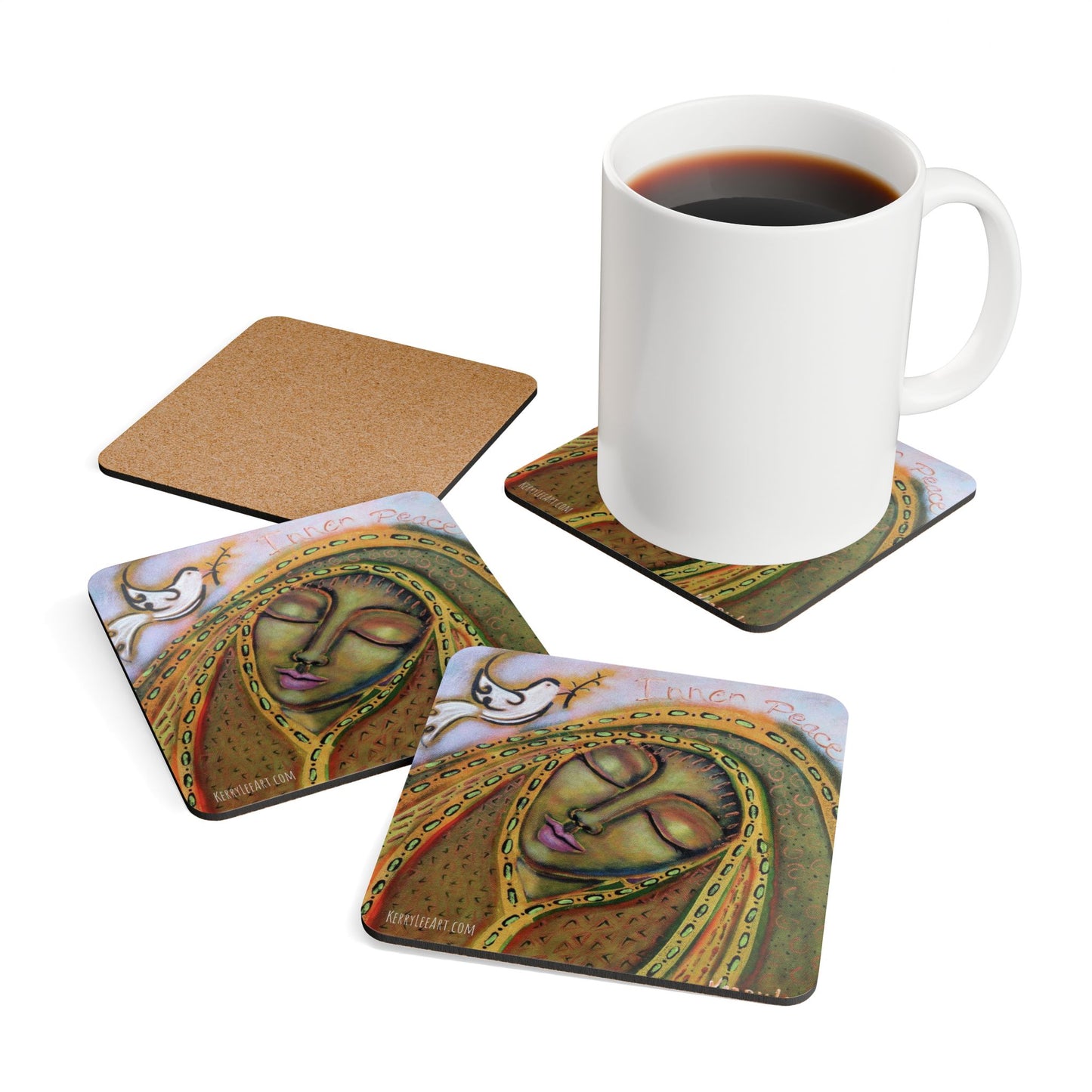 "Inner Peace" - Corkwood Coaster Set