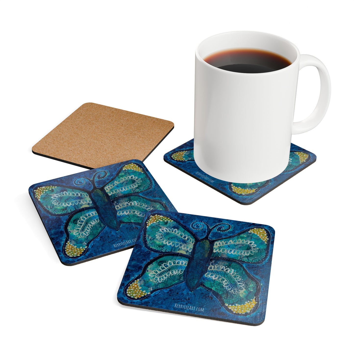 Boho Butterfly - Corkwood Coaster Set