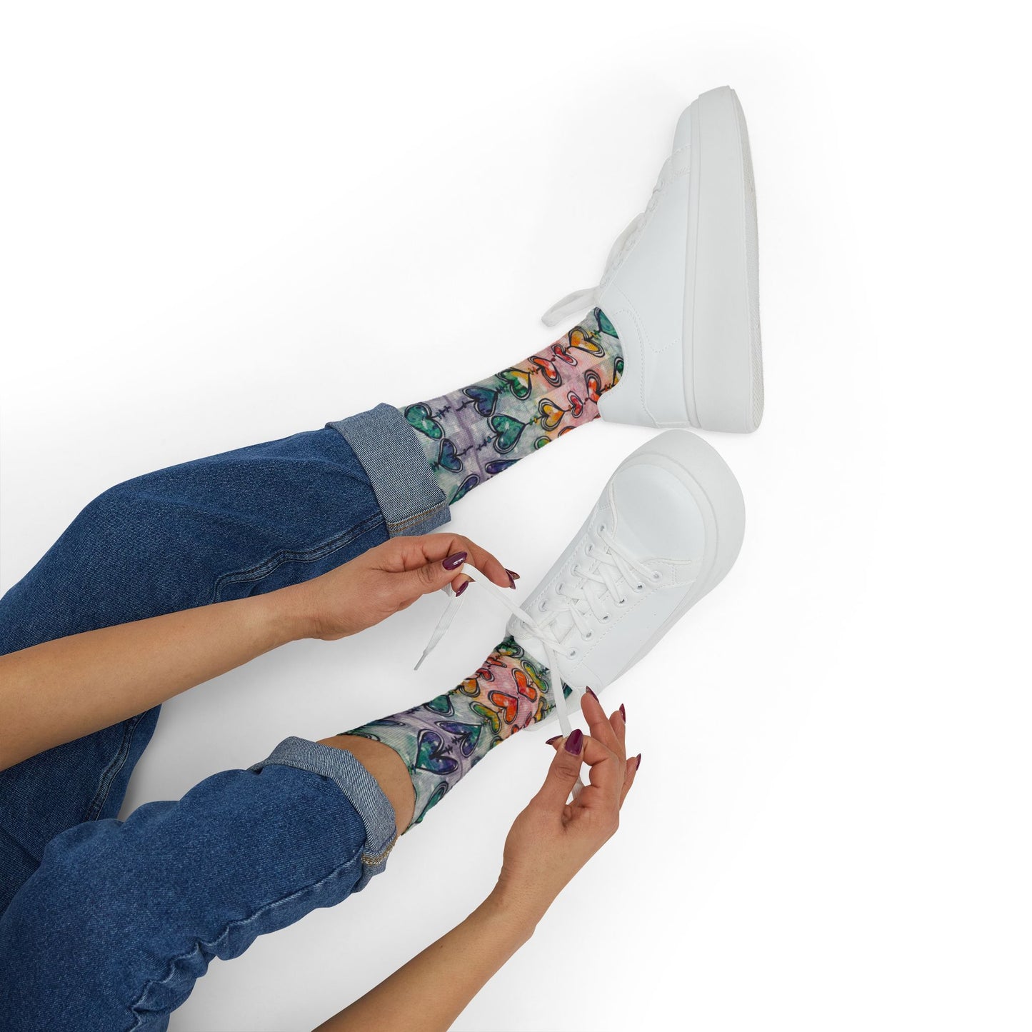 Rainbow Hearts Soft Unisex Socks