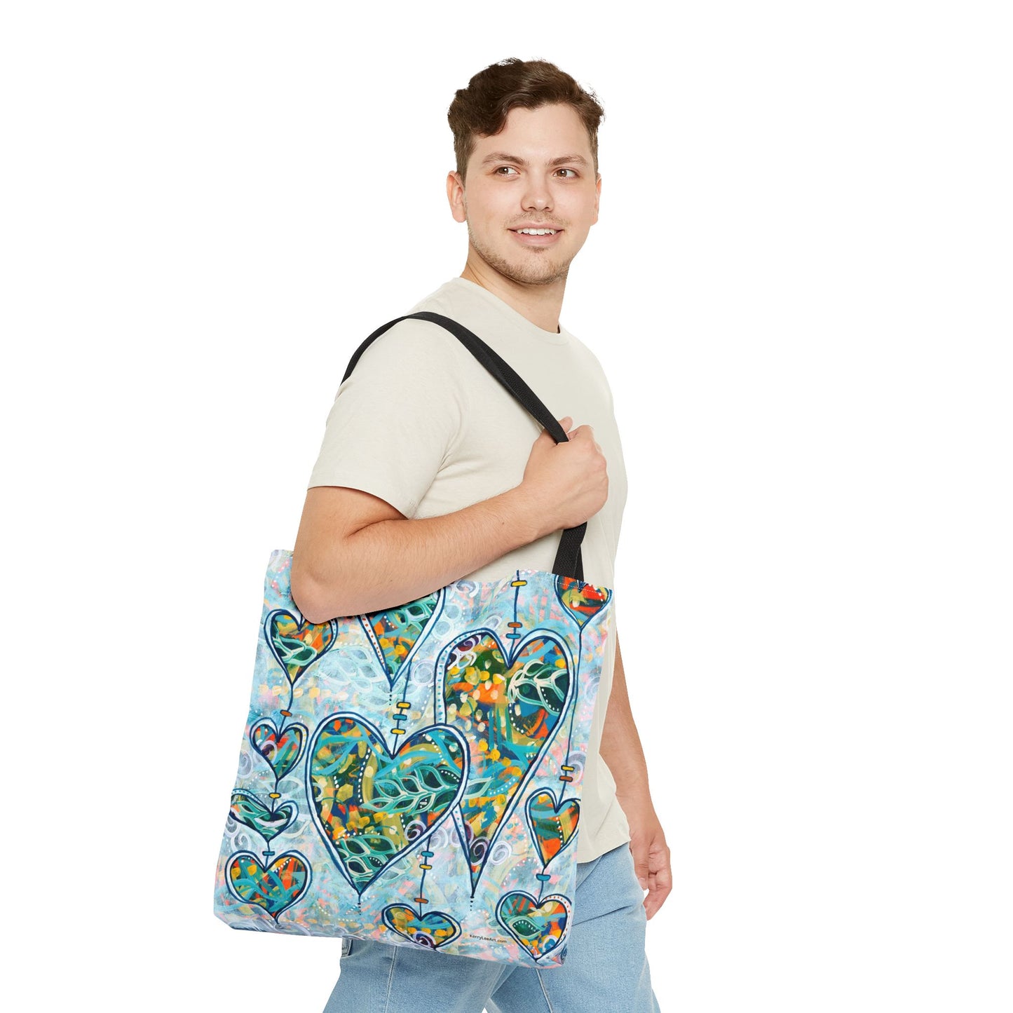 "Botanical Whimsy Hearts" Printed Tote Bag