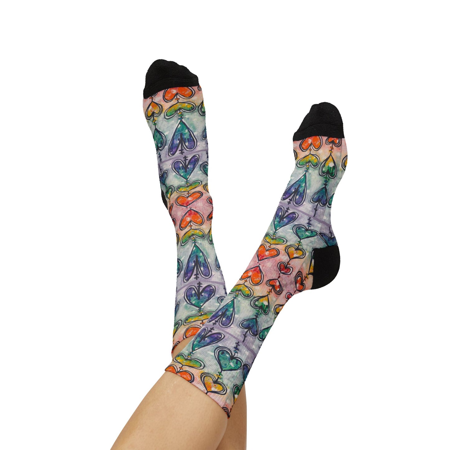 Rainbow Hearts Soft Unisex Socks