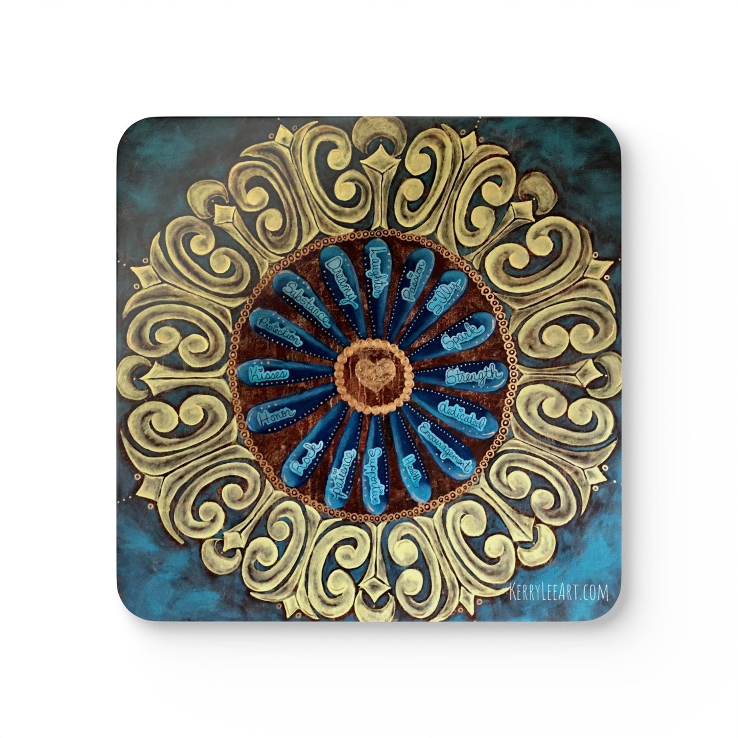 "I Love You Because Mandala" - Corkwood Coaster Set