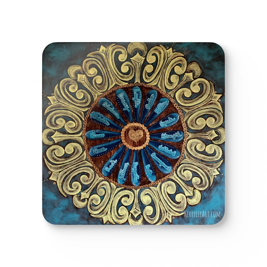 "I Love You Because Mandala" - Corkwood Coaster Set