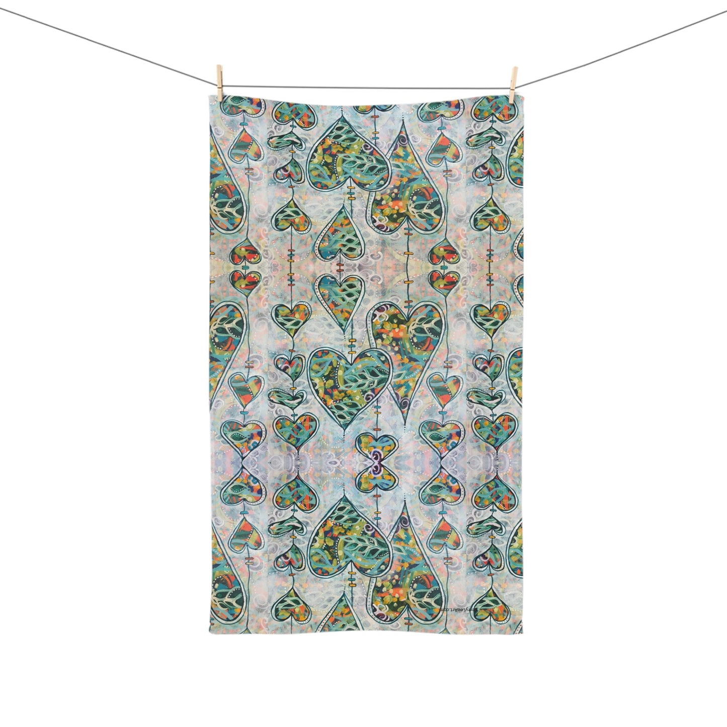 "Botanical Whimsy Heart" Hand Towel / Kitchen Towel