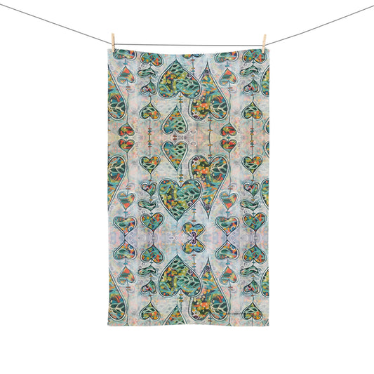 "Botanical Whimsy Heart" Hand Towel / Kitchen Towel
