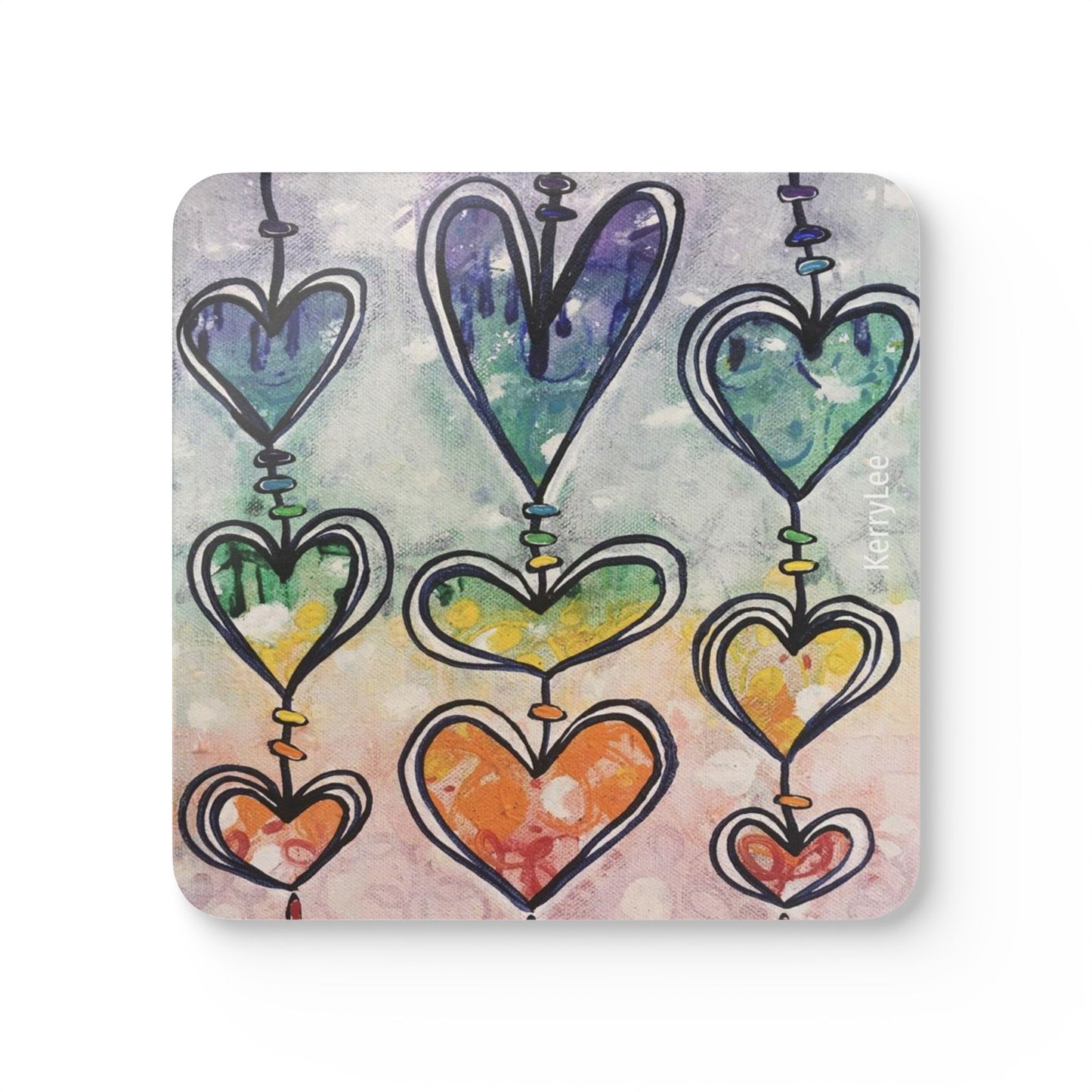 Rainbow Hearts - Corkwood Coaster Set