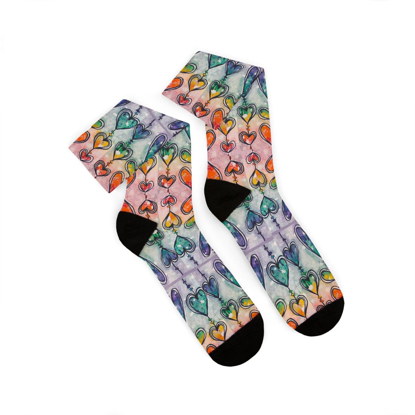 Rainbow Hearts Soft Unisex Socks