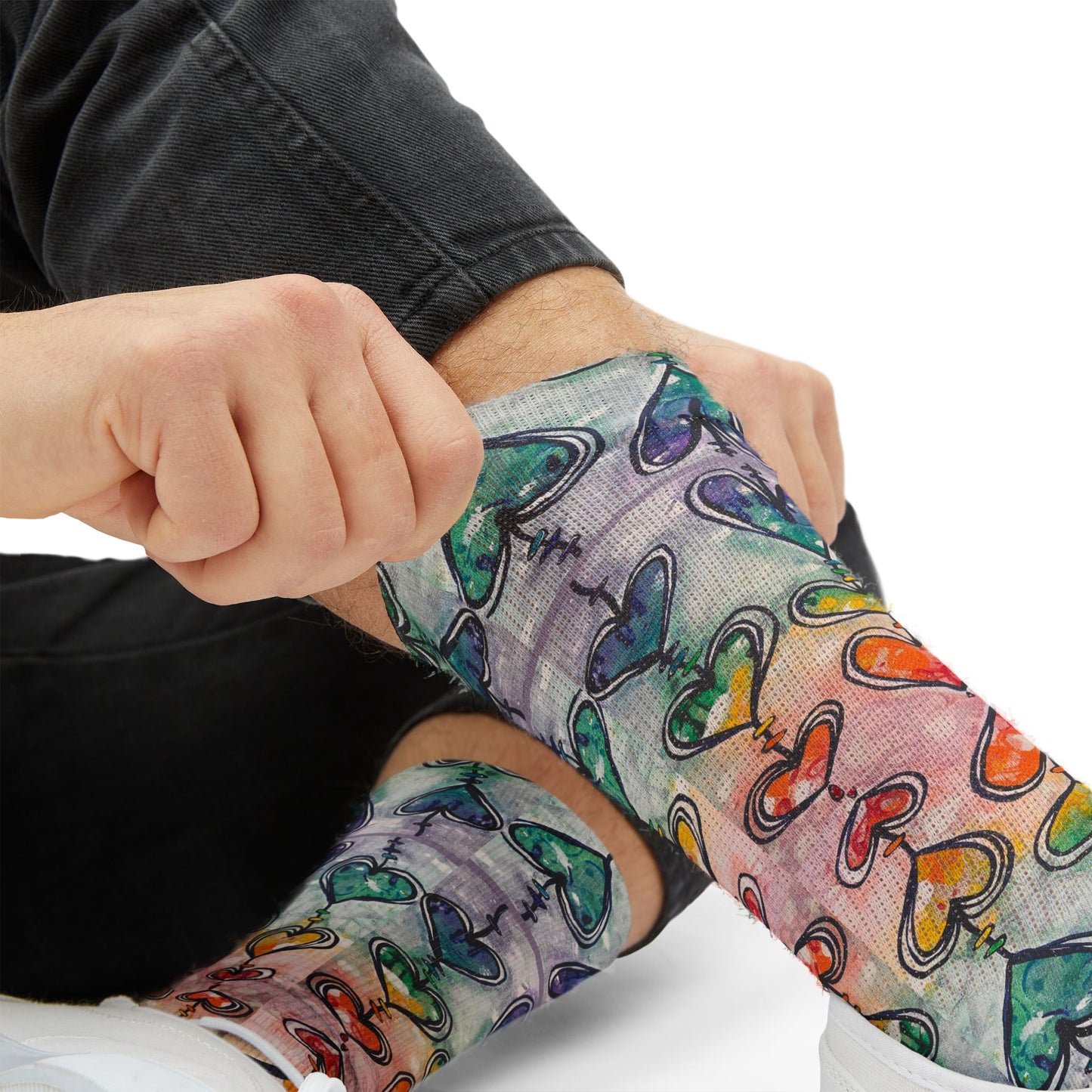 Rainbow Hearts Soft Unisex Socks