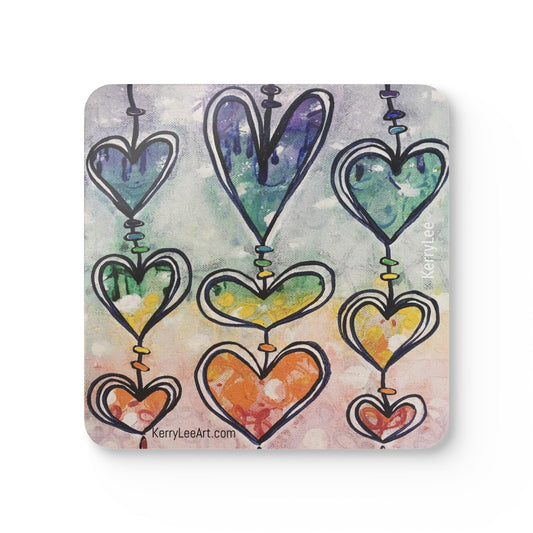 Rainbow Hearts - Corkwood Coaster Set