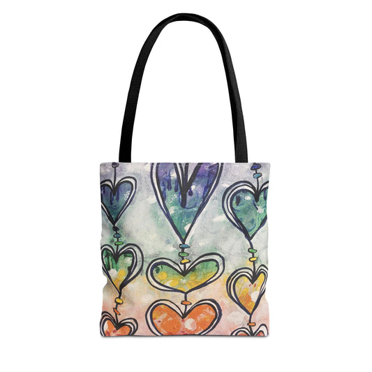 "Rainbow Hearts" Printed Tote Bag