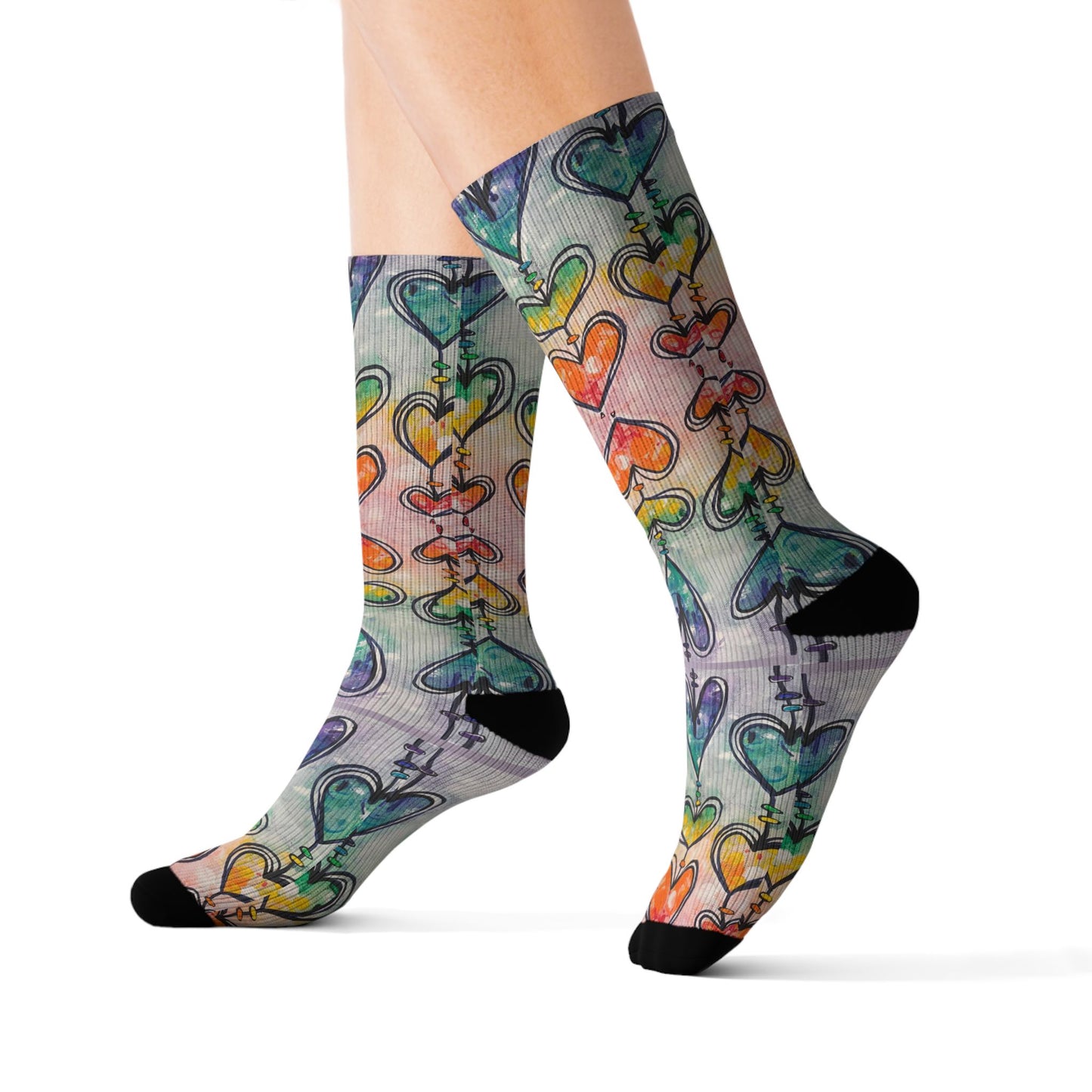 Rainbow Hearts Soft Unisex Socks