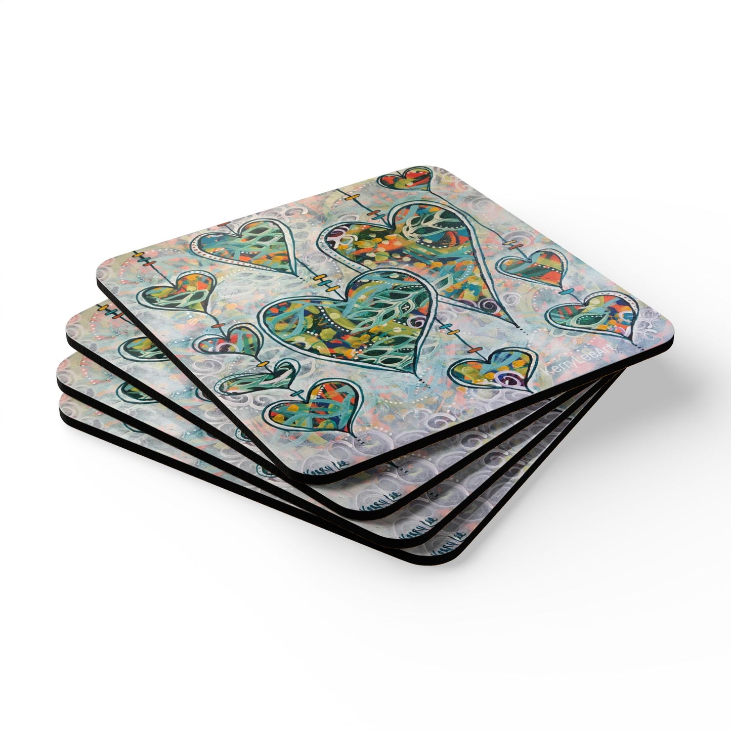 Botanical Hearts - Corkwood Coaster Set