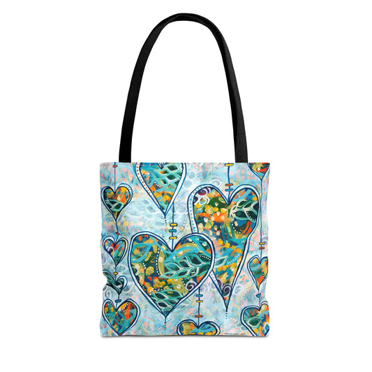 "Botanical Whimsy Hearts" Printed Tote Bag
