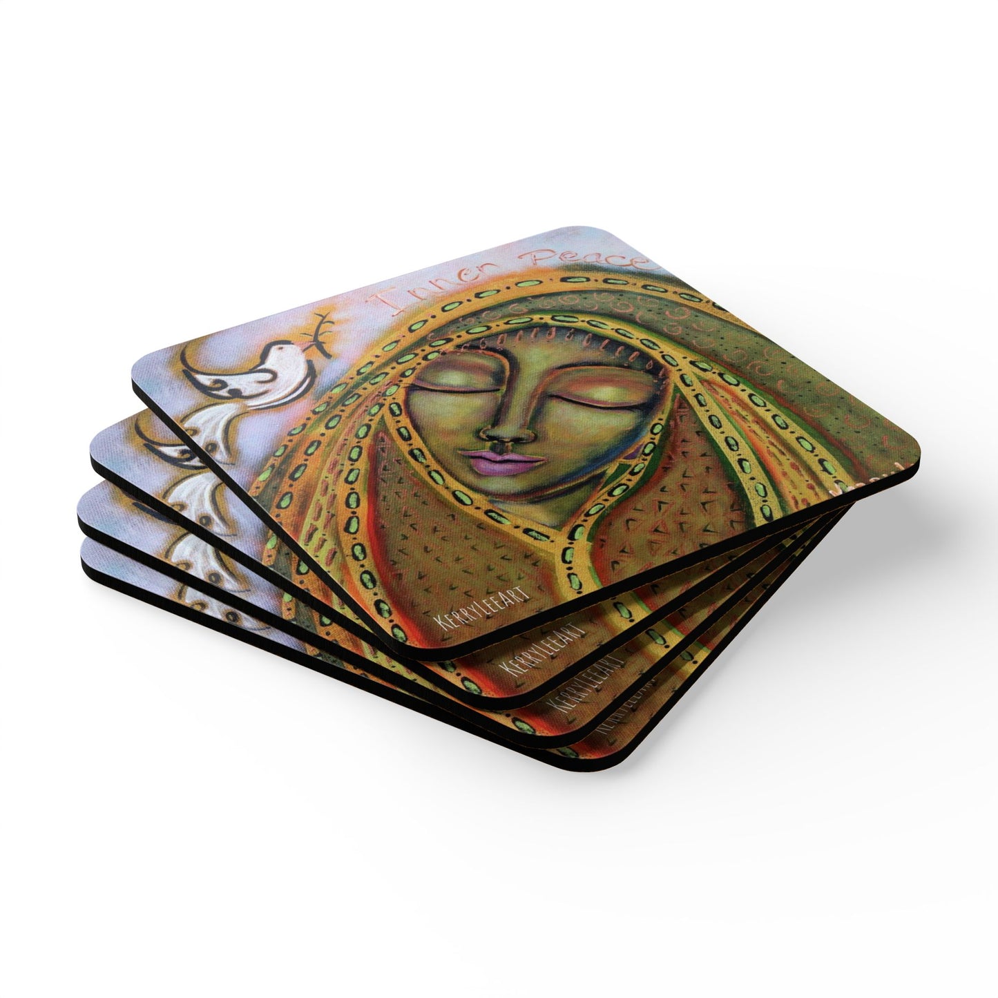 "Inner Peace" - Corkwood Coaster Set