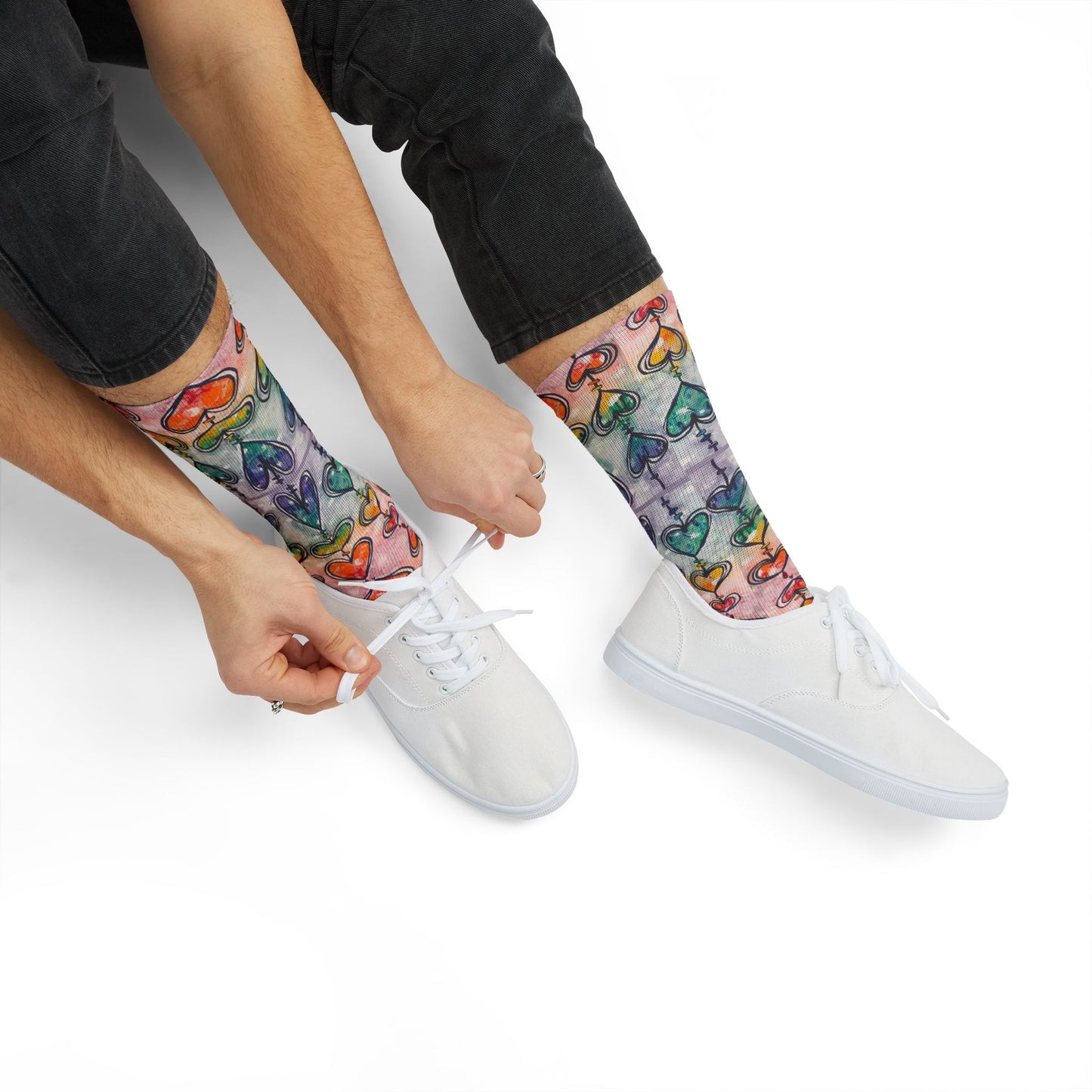 Rainbow Hearts Soft Unisex Socks