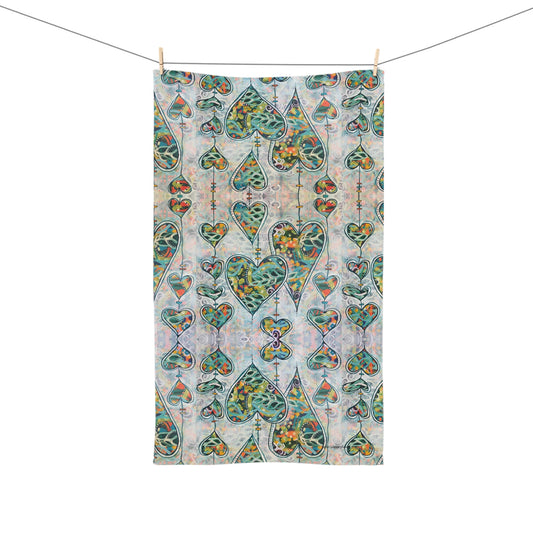 "Botanical Whimsy Heart" Hand Towel / Kitchen Towel