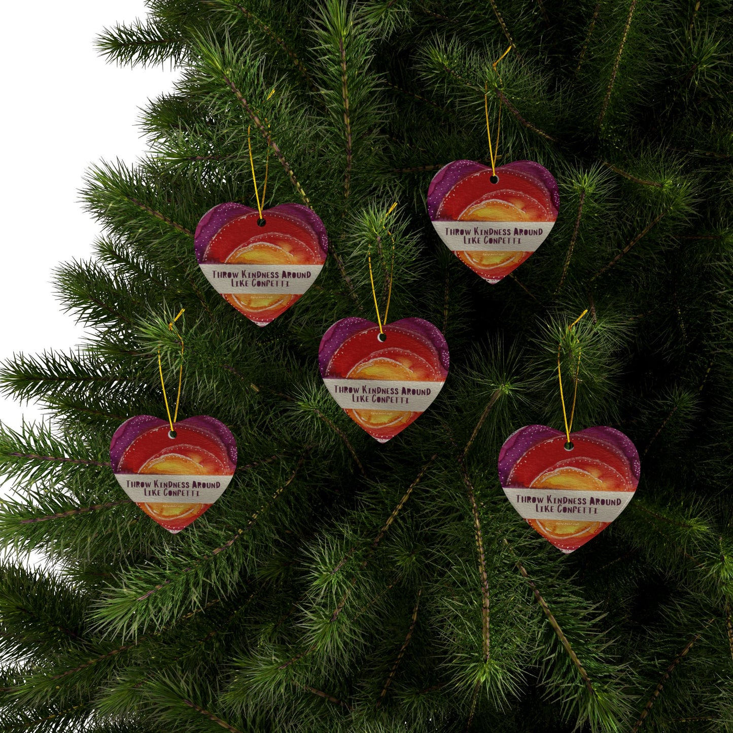 Kindess Ceramic Ornaments "Throw Kindness Around Like Confetti" (1 piece, 3pcs, 5pcs or 10pcs)
