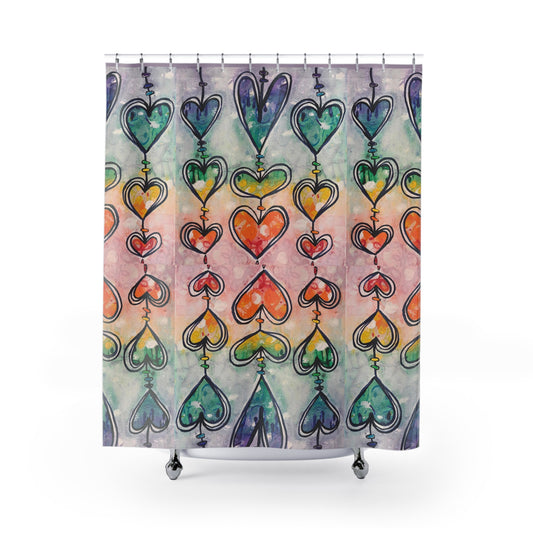 Shower Curtain: Rainbow Hearts