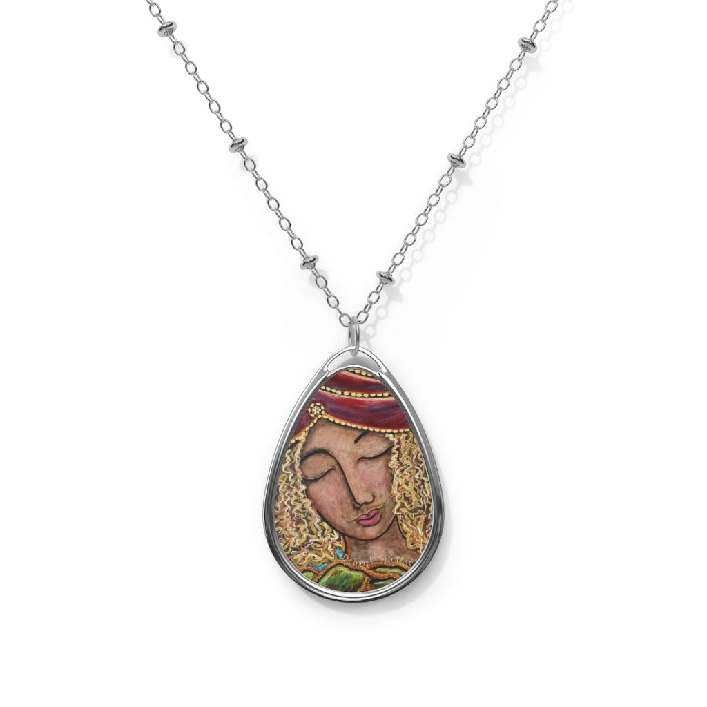 "She Tends to The Garden of Hope" - Teardrop Pendant Necklace