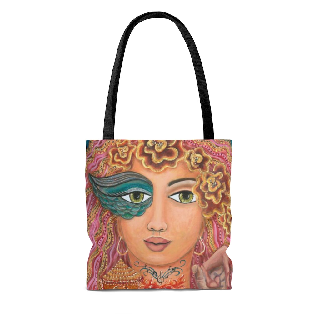"She Tunes Into Abundance" Printed Tote Bag