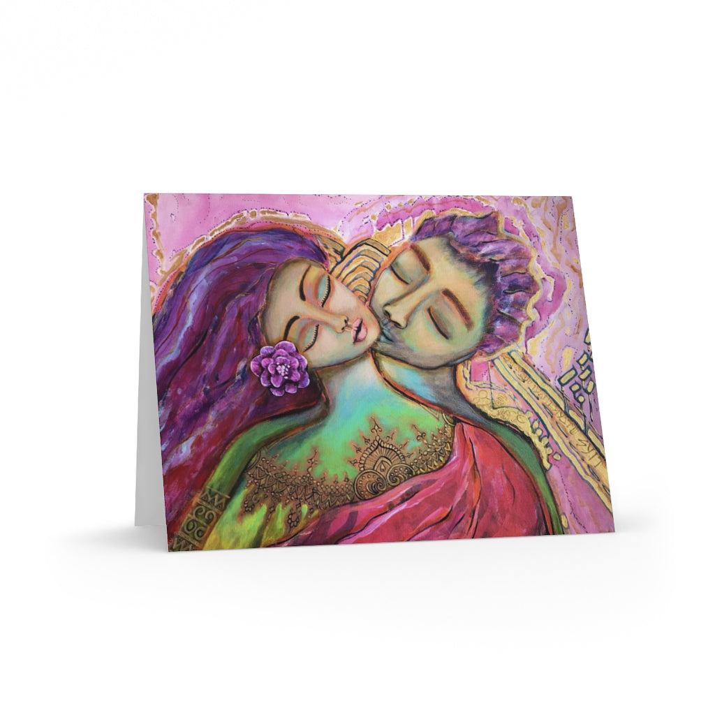 "Love in the Light of Gold" Blank Greeting Cards