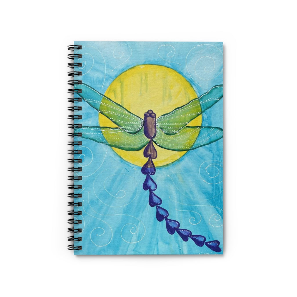 "Sun Spirals Dragonfly" - Spiral Notebook - Ruled Line