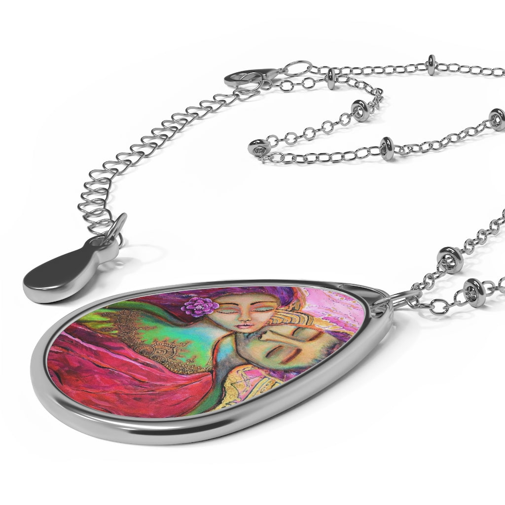 The Kiss -  Teardrop Pendant Necklace